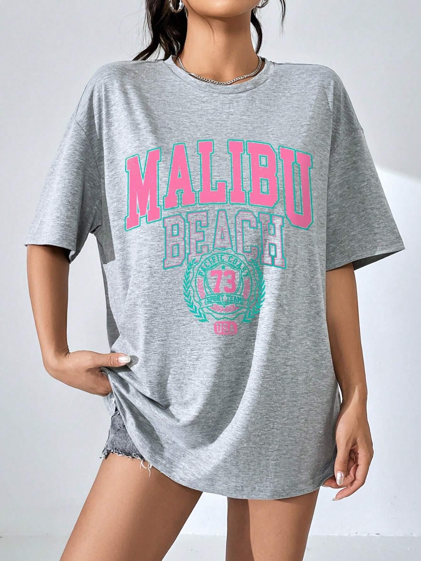 Malibu Beach Letter Print Prin – обзор и цена Streetwear Brand Shirts
