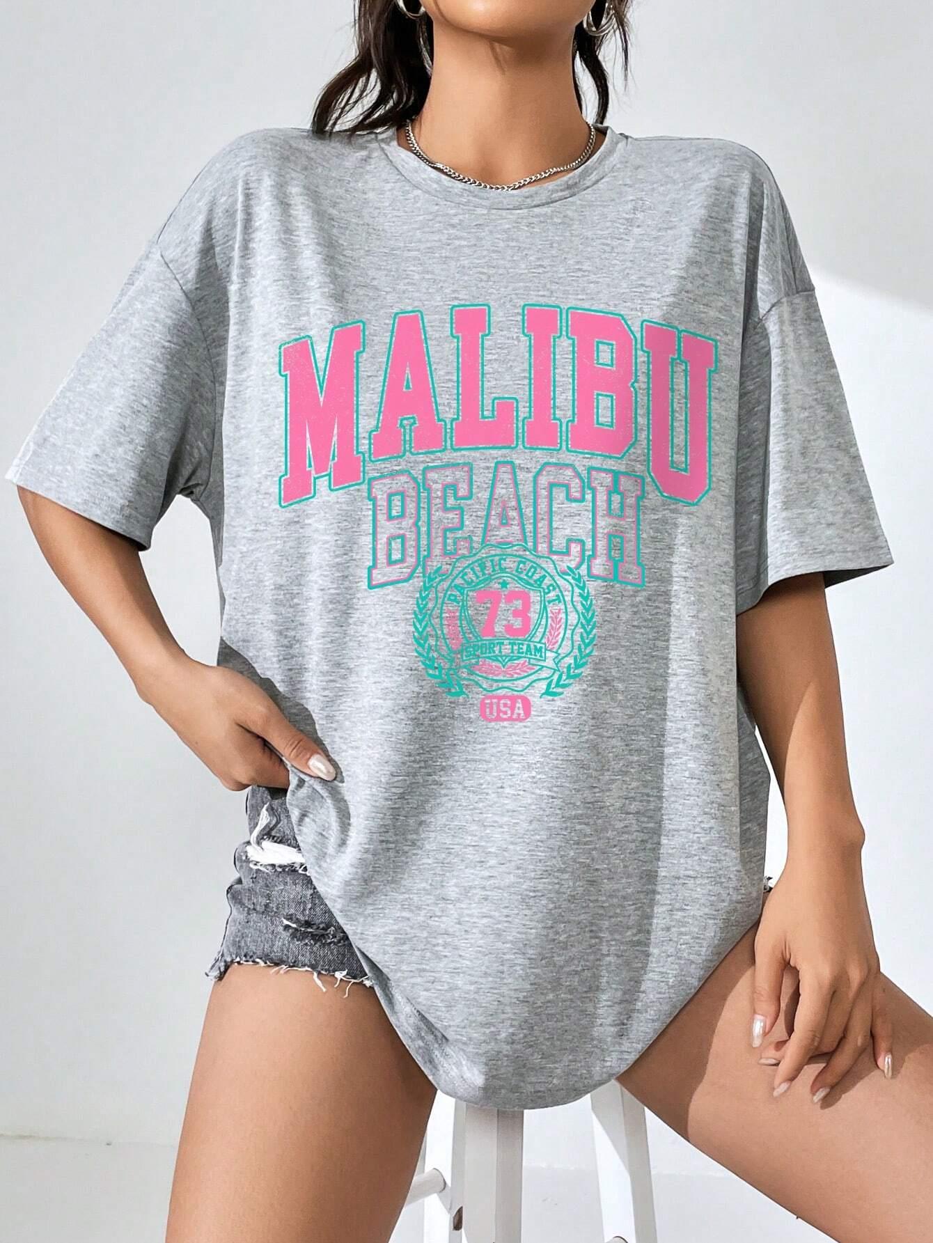 Malibu Beach Letter Print Prin – обзор и цена Streetwear Brand Shirts
