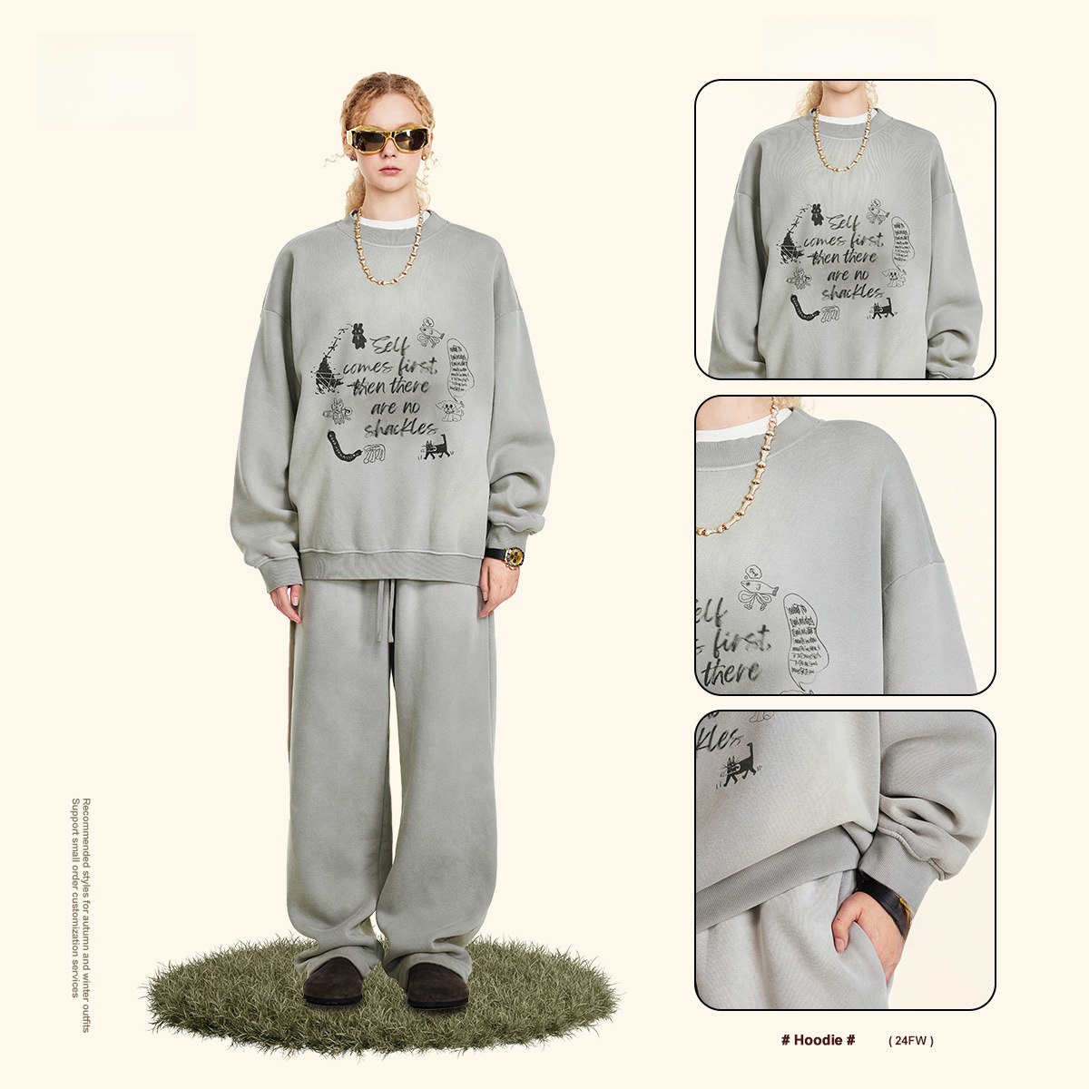 Men's Oversized round Ne Fce L – обзор и цена Streetwear Brand With K