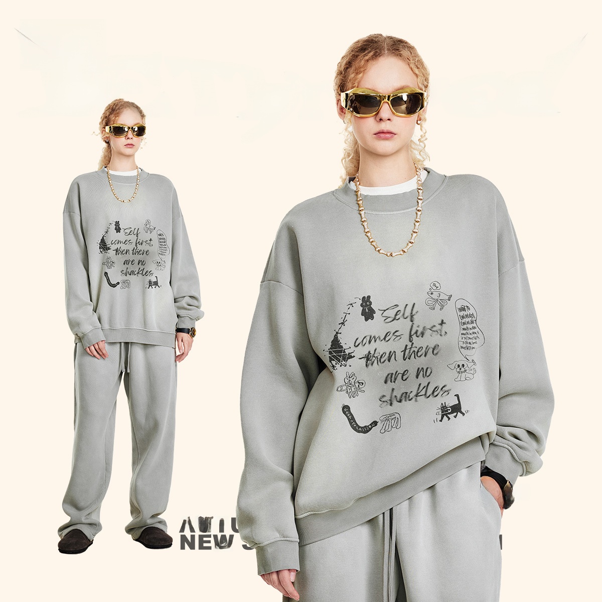 Men's Oversized round Ne Fce L – обзор и цена Streetwear Brand With K